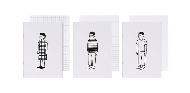 These notepads that match the outfits of the people on them.