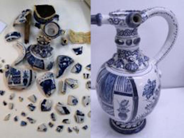 The child was devastated and the staff thought the 221-year-old jug was broken beyond repair. But one skilled worker was able to painstakingly put the jug back together, and it looks as good as new.