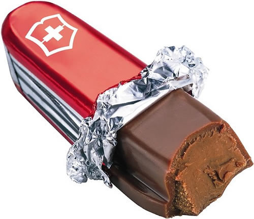 This Swiss army chocolate wrapper.