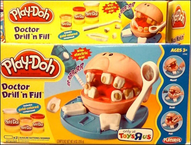 Re-live the teeth-pulling fun of the dentist with this drill 'n fill Play-Doh set.