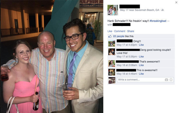 This Facebook user who "No freakin' way!!" met Hank from Breaking Bad.
