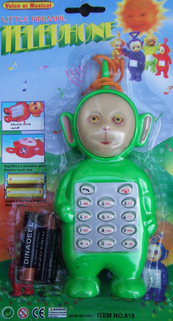This 'Teletubby' telephone has seen some serious shit.