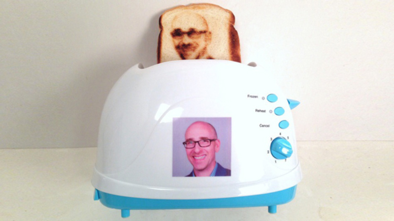 A toaster that toasts your selfie onto the surface of the bread.