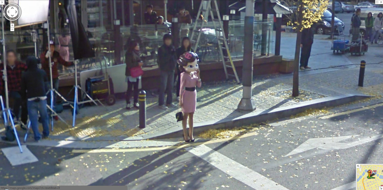 Footage of a girl being filmed in South Korea.