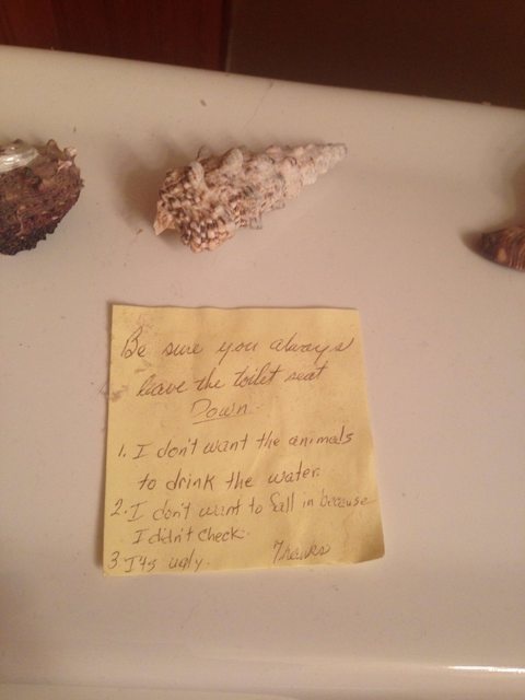 "My grandma leaves a note when we come over for Christmas."