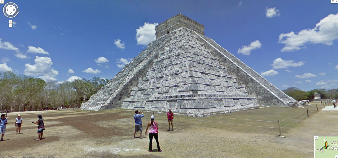 The temple at Chichen Itza captured beautifully by Google Street View.