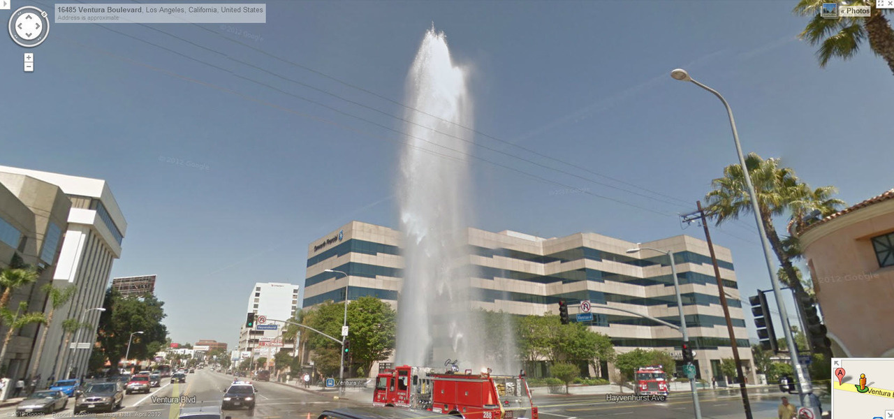A broken water hydrant gets caught on camera.