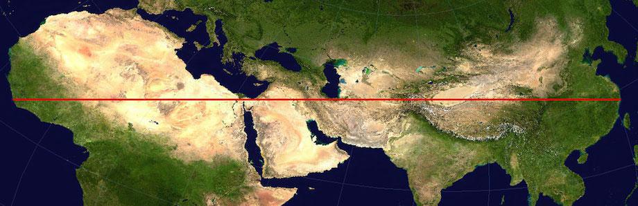 The longest straight line you can travel in and not cross a major body of water