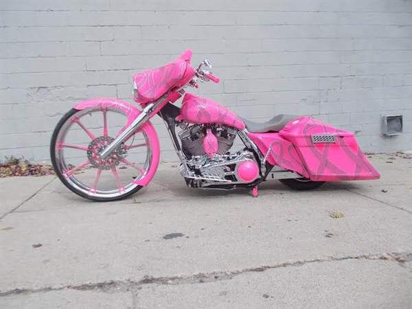 custom pink motorcycle to honor wife 3