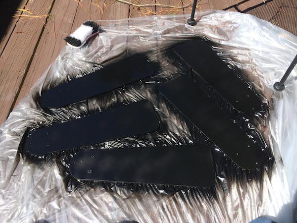 First, coat with black spray paint.