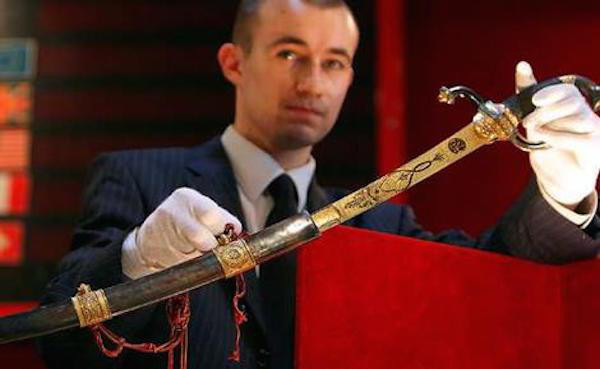 Most Expensive Bladed Weapon: Napoleon Bonaparte’s Marengo Cavalry Saber
Price: $6,500,000

The most expensive antique weapon to have ever sold at auction is a gold encrusted sword used by Napoleon Bonaparte in battle around 200 years ago. The 32-inch sword brought 4.8m ($6.5m) against a 1.2m pre-sale estimate at an Osenat auction in Fontainebleau, France in 2007. Napoleon used the sword at the Battle of Marengo in 1800 to take control of northern Italy from Austria.