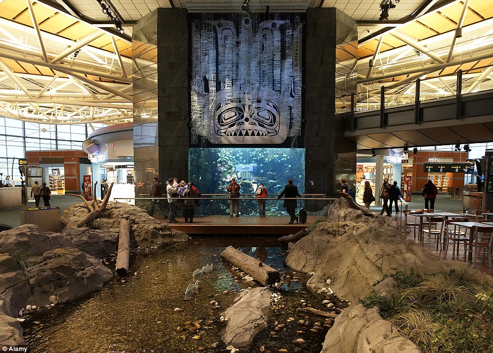 Aqua wonderland: Vancouver International Airport has a giant 20,000-gallon tank which features over 5,000 creatures