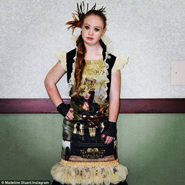Madeline Stuart will become the second woman with Down Syndrome to ever walk the catwalk at New York Fashion Week. The 18 year-old posted this picture to her 60,000 Instagram followers, wearing EST designs by Thelna
