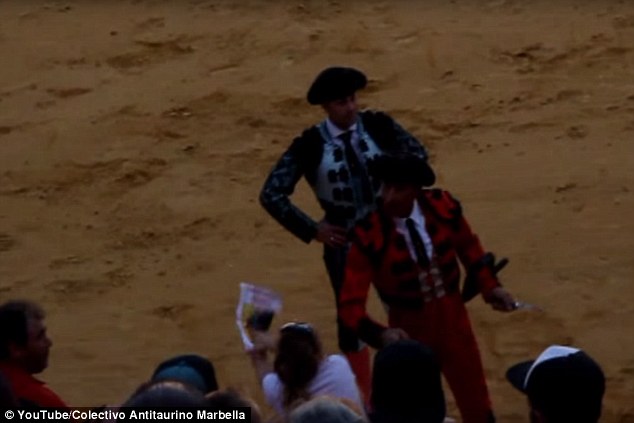 Matador: Ms Ruiz's (bottom centre) actions have split Spain and led to further calls for the sport to be banned