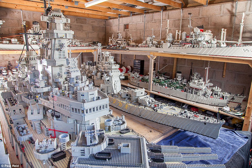 The Lego-mad fisherman spent three years building the world's biggest model of a US warship - only to discover he had been beaten to the title by an American rival by just inches