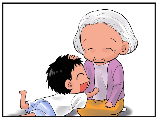 おばあちゃん子あるあるの「とにかく優しい」のイラスト