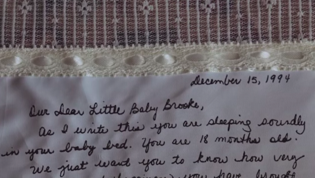 When Sherry Blackledge's daughter, Brooke, was 18 months old, she wrote her a special letter.