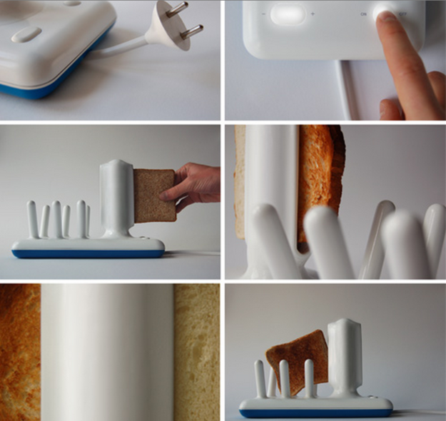 This toaster that toasts your bread and piles it up for you, neatly.