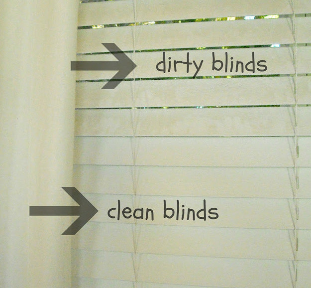 Use a sock and vinegar to clean blinds.