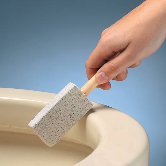 Use a pumice stone to clean under the rim of your toilet bowl.