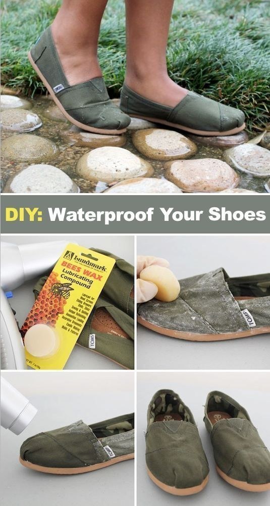 Waterproof fabric shoes with beeswax.