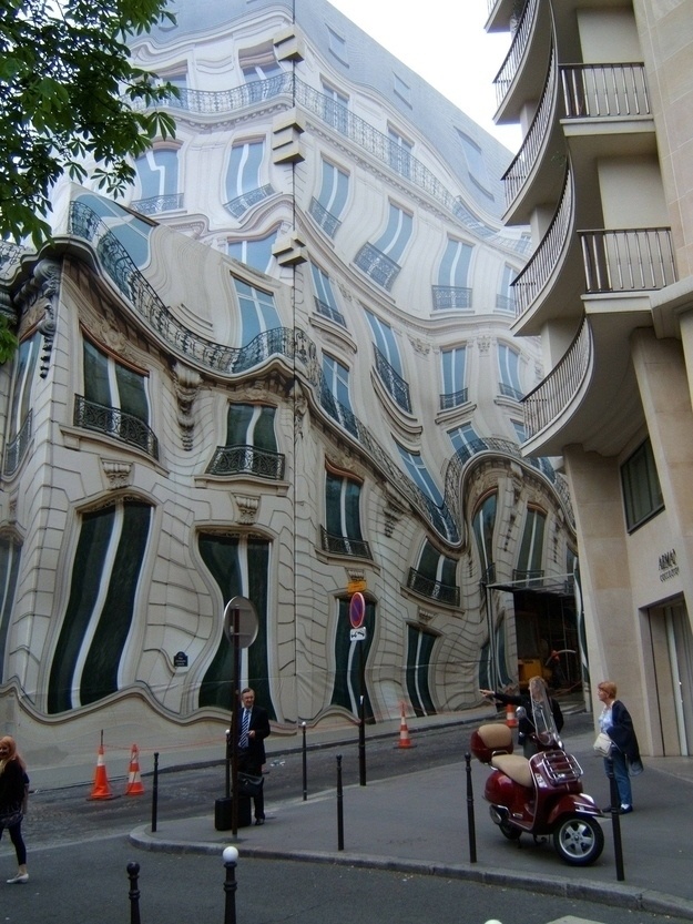 This is an actual building - rather, it's an abstract tarp thrown over the building while it was under construction.