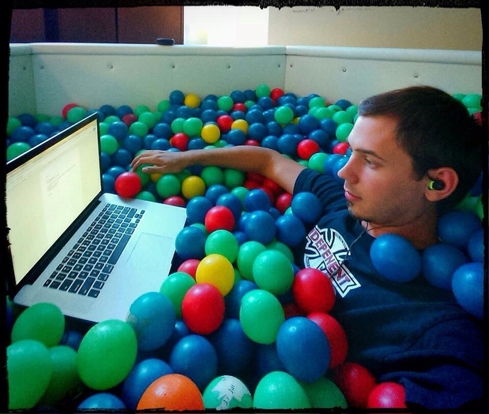 The guy who got a job at Google, and sometimes works inside the Google ball pit.