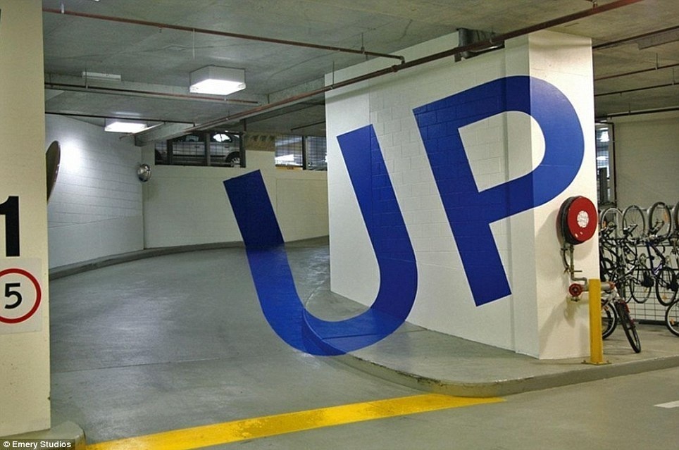  The Eureka Tower Car Park in Melbourne, Australia has lettering that jumps out of its surroundings.