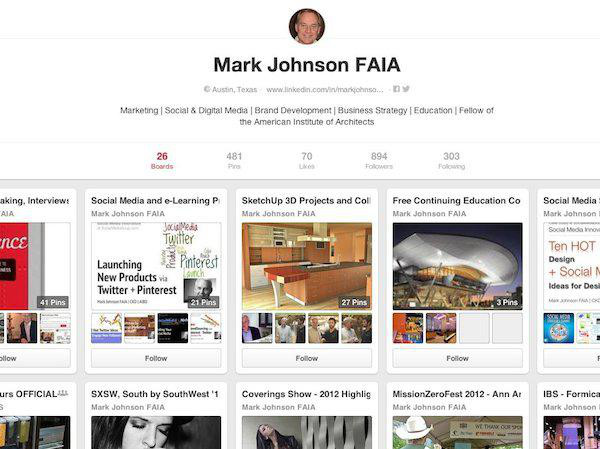 Mark Johnson's resume is a pinboard on Pinterest.