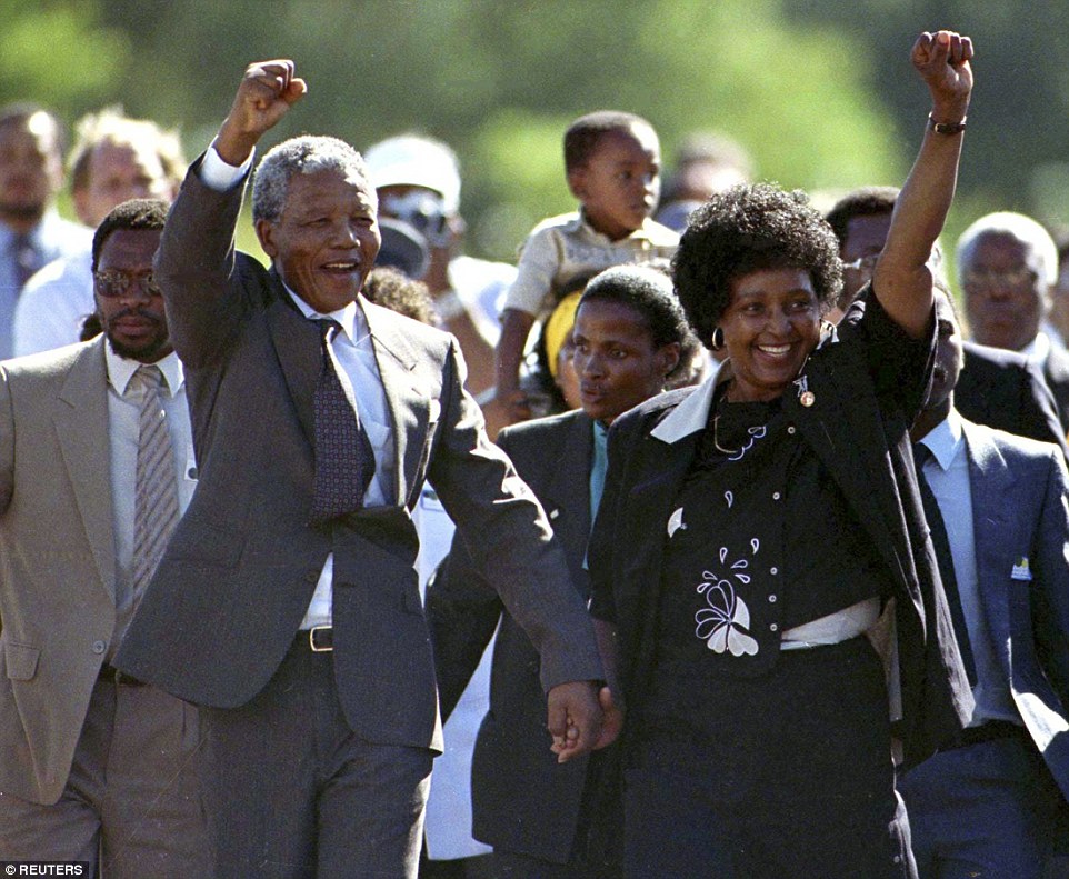 On February 11, 1990, to the cheers of some 2,000 well-wishers, Nelson Mandela (pictured with his wife Winnie) walked out of Victor Verster prison in Paarl, near Cape Town, South Africa, after having spent 27 years in jail. He was 71 at the time. Most of his incarceration had been on Robben Island but he was moved to Victor Verster in 1988, where he lived in a private house inside the prison compound. His release marked the beginning of a new era which led to South Africa's first all-race elections in 1994, ending years of racial oppression and violence. That year, he became South Africa's first black president after centuries of white rule, with his African National Congress (ANC) party winning 252 of the 400 seats