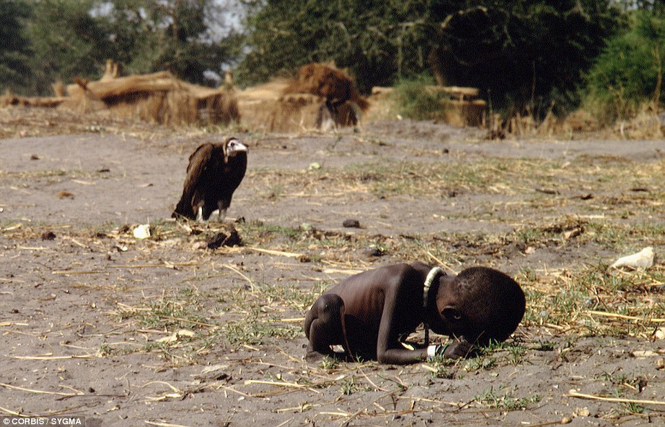 Seen as a ‘metaphor for Africa’s despair’, when this picture was published in the New York Times in 1993 it led to hundreds of people writing in to ask what became of the child. The image of a vulture preying upon an emaciated toddler was taken in southern Sudan by photographer Kevin Carter, who faced criticism for not helping the girl. Tragically, he killed himself three months after the picture was published