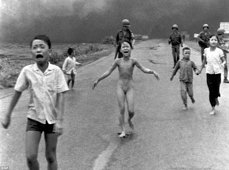 This photo, taken by Vietnamese-born war photographer Nick Ut in 1973, captured the face of a terrified nine-year-old girl seen running for her life after ripping off her burning clothes when a South Vietnamese plane accidentally dropped napalm on its own troops and civilians. The image horrified people around the world and some believe it hastened the end of the Vietnam War