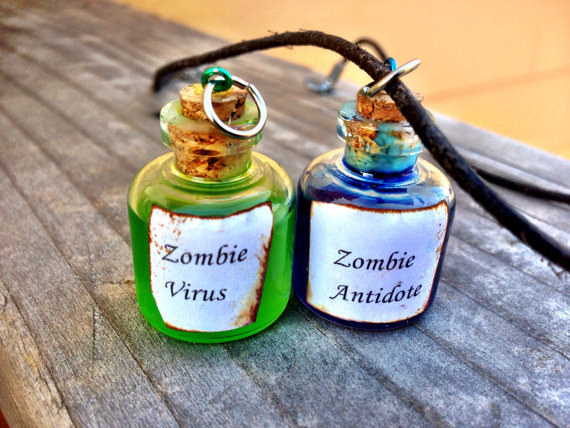Zombie Virus and Antidote Necklace Set