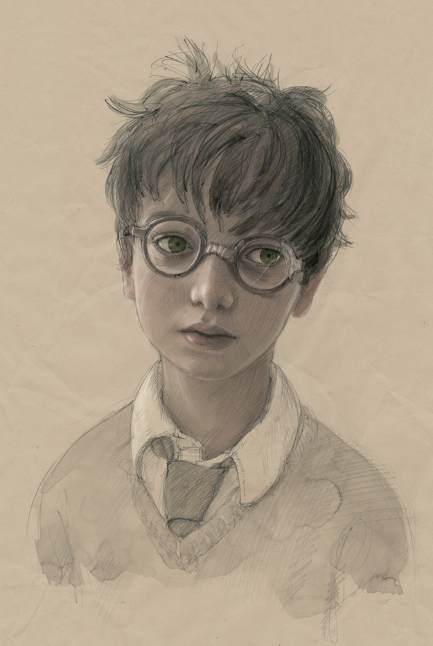 And now we have a sneak peek into some brand new illustrations. Here's a sketch of Harry Potter's character: