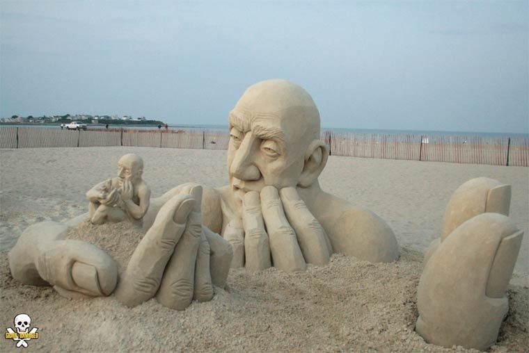 His work is incredibly unusual, and it's also a little subversive for your average sandcastle competition.