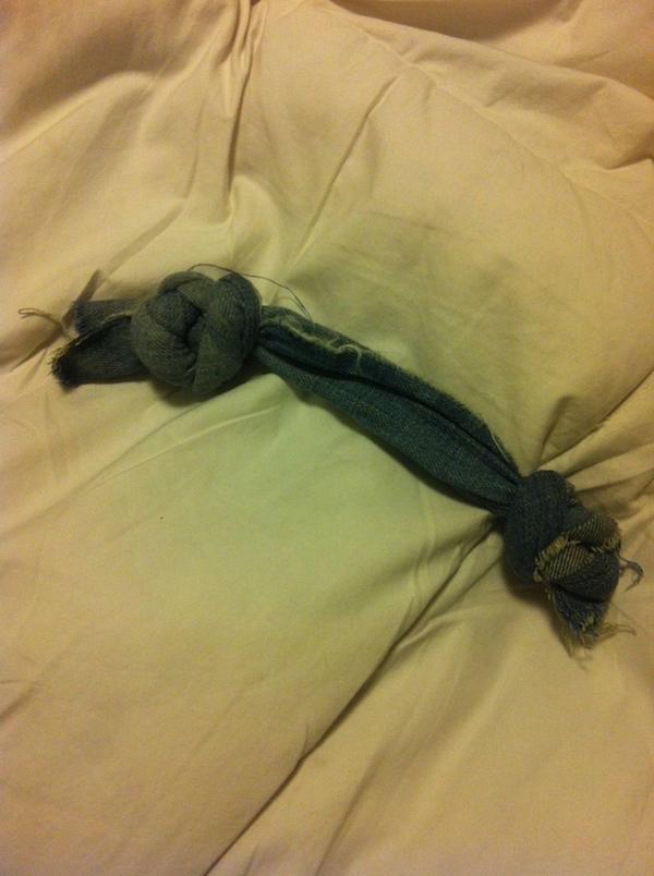 Old jeans can be fashioned into durable toys.