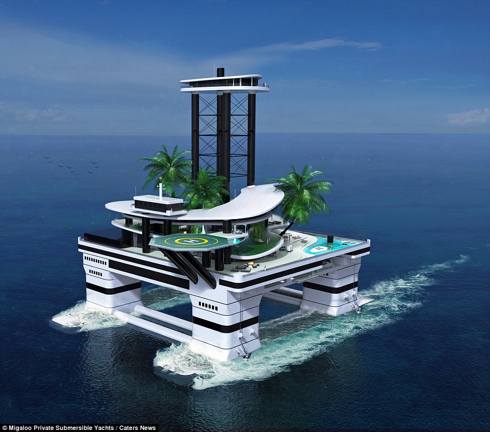 Innovative: Designers have come up with plans for a floating private island that could be moved anywhere in the world