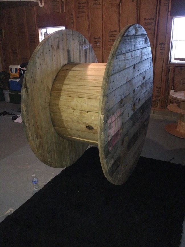 Here's the huge spool he started with.