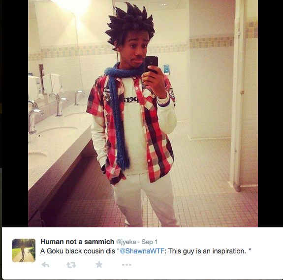 Pictures of Dent's incredible hair have been shared all over the web, with some people dubbing him "Black Goku," in reference to the character from Dragon Ball Z.