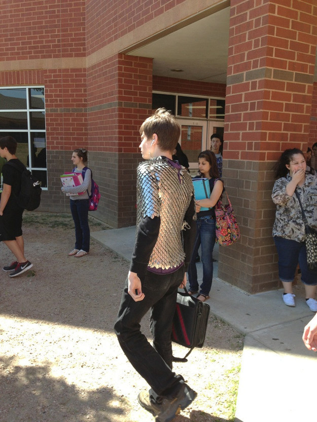This kid, wearing his chainmail at school like a badass who just doesn't care about your opinion.