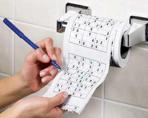 Toilet paper you can do Sudoku on - a perfect way to pass the time.