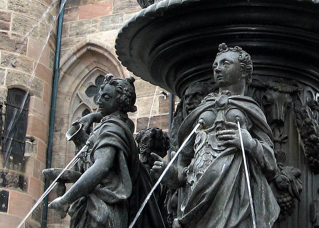 Fountain of the Virtues in Nuremberg, Germany.