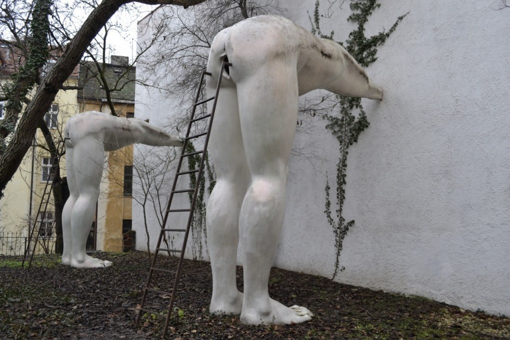 Interesting ladder sculptures in Prague, Czech Republic.