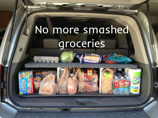 Make a pop-up shelf to stop your groceries from getting smashed.