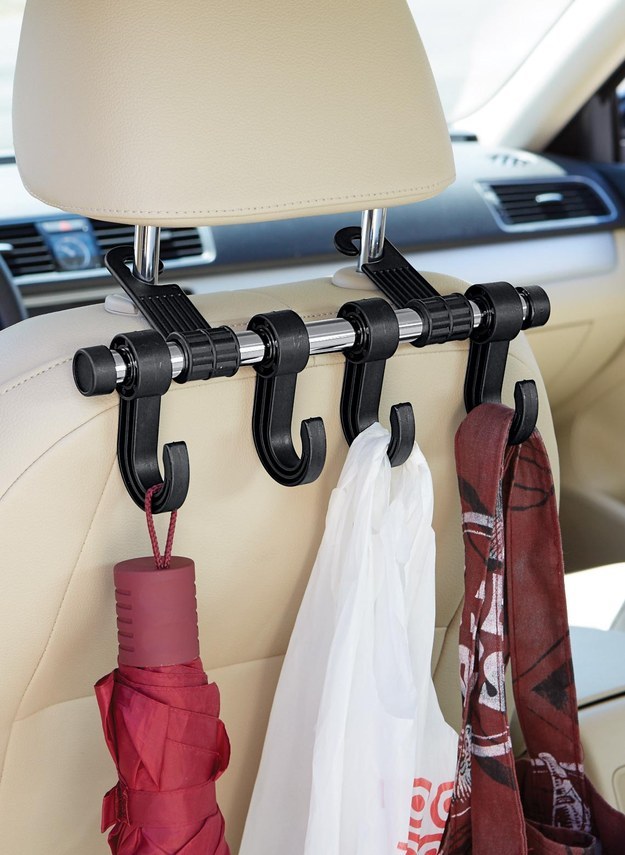 Stop your things from sliding around on your seats (or the floor) with this hanger system.