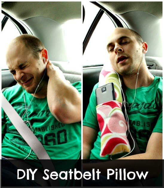 Nap in comfort with a DIY road trip pillow.