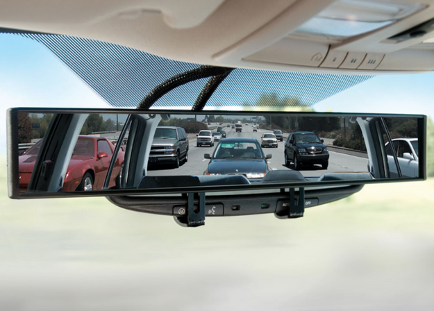 Eliminate all of your blindspots with a mirror that gives you a 180° field of view.