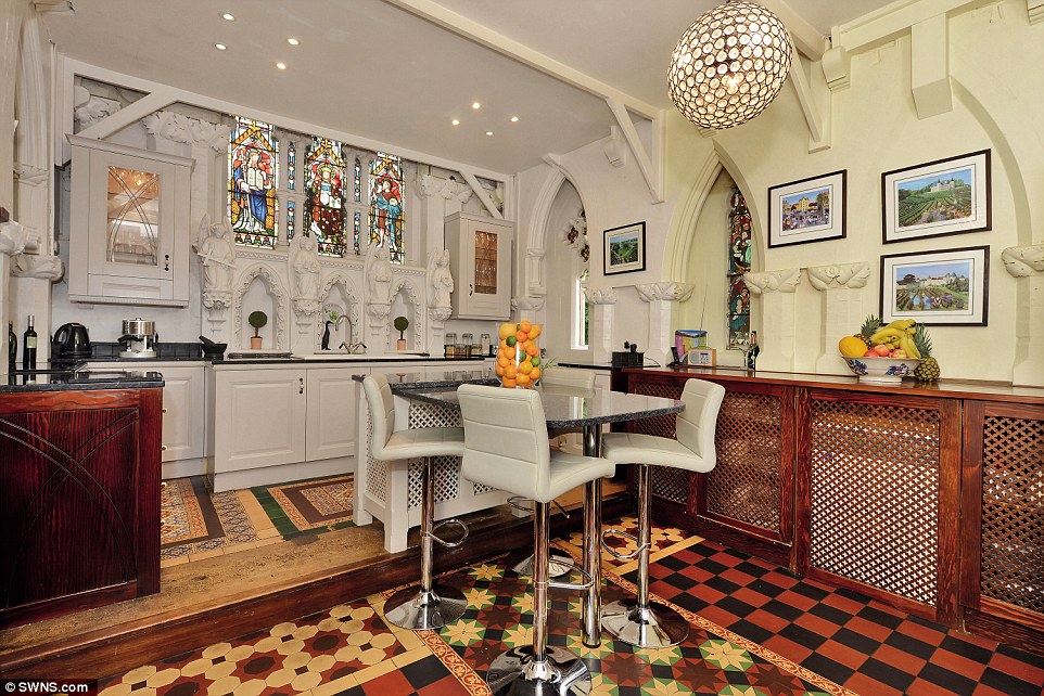 What's for dinner? The kitchen has intricately patterned original tessellated tiled flooring in the former chancel area