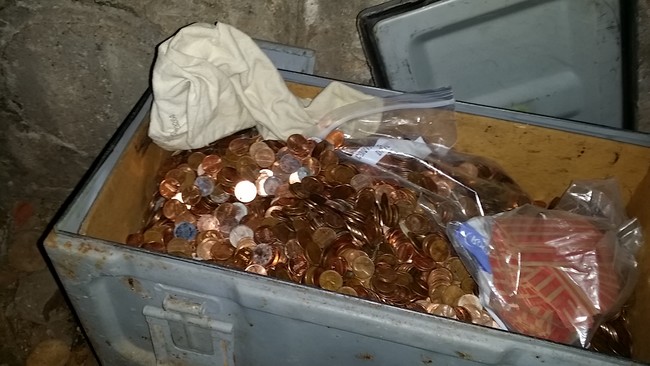 He also found a ridiculous stash of pennies.