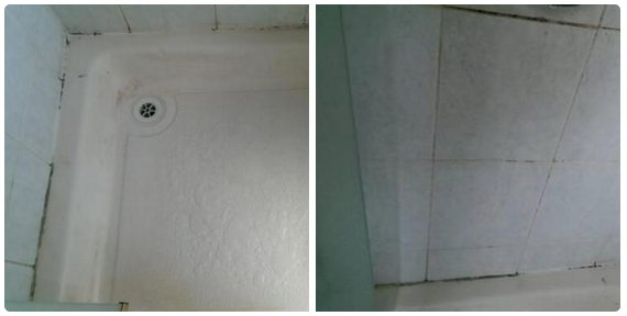 Showers that are covered in mould.